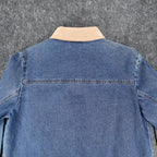 Studio Ease Denim Jacket Womens 8 Blue Cotton Faux Suede Collar WAAC77RI NWT - take2supply