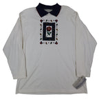 Donnkenny Classics Polo Shirt Womens XL Vintage 90s Ivory Rose Embroidered NWT - take2supply