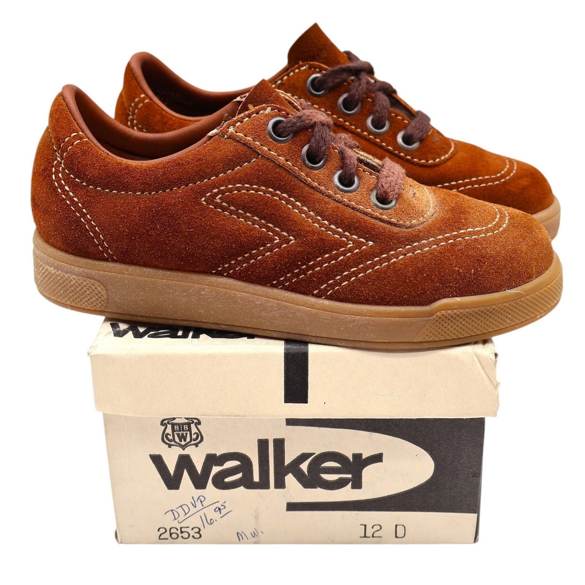 Walker Suede Sneakers Kids Size 12 D Vintage Brown Deadstock Gum Sole 2653 - take2supply
