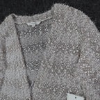Erin London Cardigan Womens Small Stone Metallic Eyelash Fuzzy Knit Bell Sleeve - take2supply