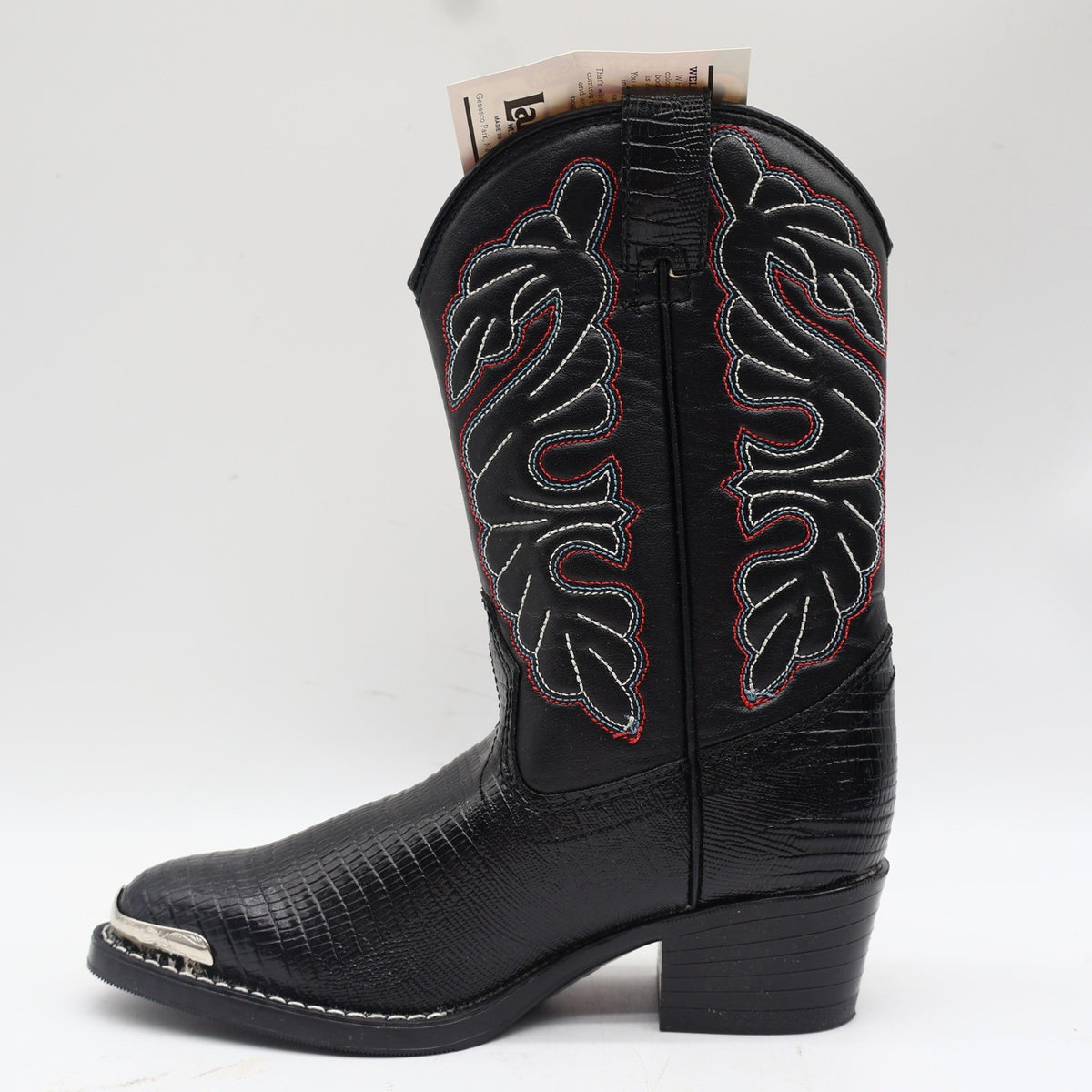 Laredo Western Cowboy Boots Kids Size 2D Vintage Black Lizard Embossed 28-2230-6 - take2supply