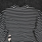 Links Womens L Black White Striped Full Zip Knit Jacket Stretch NWT - take2supply