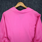 Claudia Richard Blouse Womens Small Pink Vintage 90s Roll Tab Sleeve Textured - take2supply