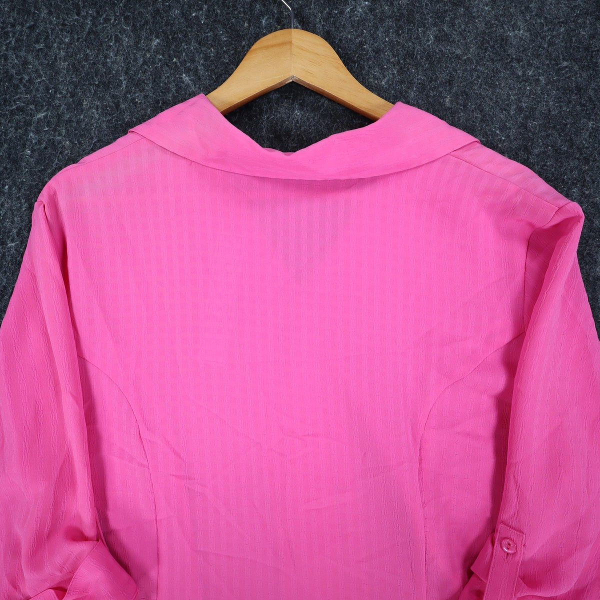 Claudia Richard Blouse Womens Small Pink Vintage 90s Roll Tab Sleeve Textured - take2supply