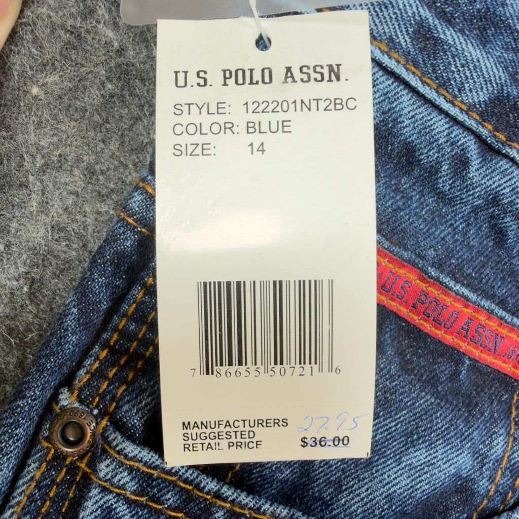 U.S. Polo Assn Carpenter Jeans Boys 14 Blue Cotton Easy Fit Utility NWT - take2supply