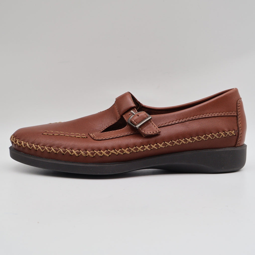 Dexter T-Strap Loafers Womens 8 Vintage Cognac Leather Faith Comfort Classics - take2supply