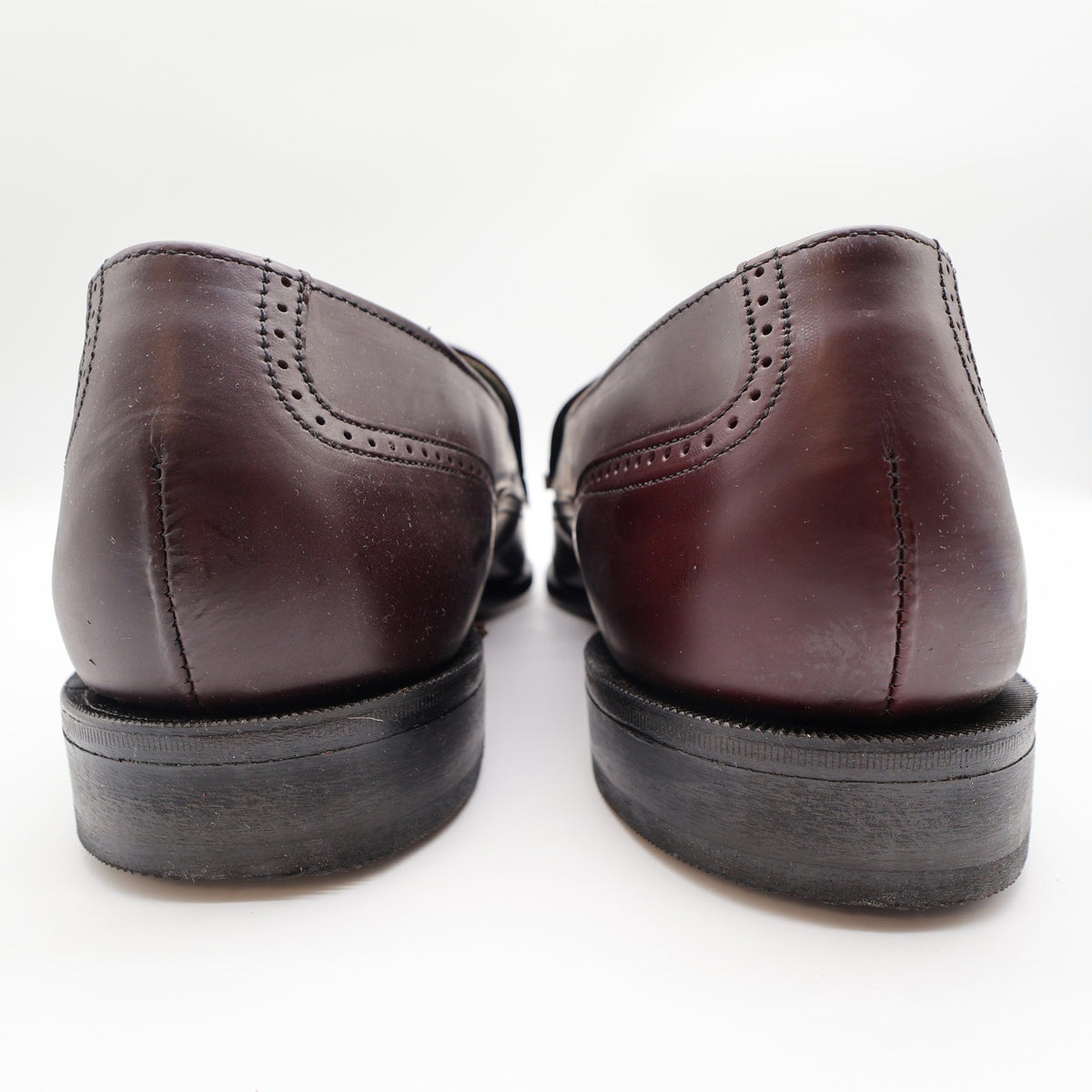 Dexter Brent Loafers Mens 12 WW Vintage Burgundy Leather Wingtip Tassel USA - take2supply