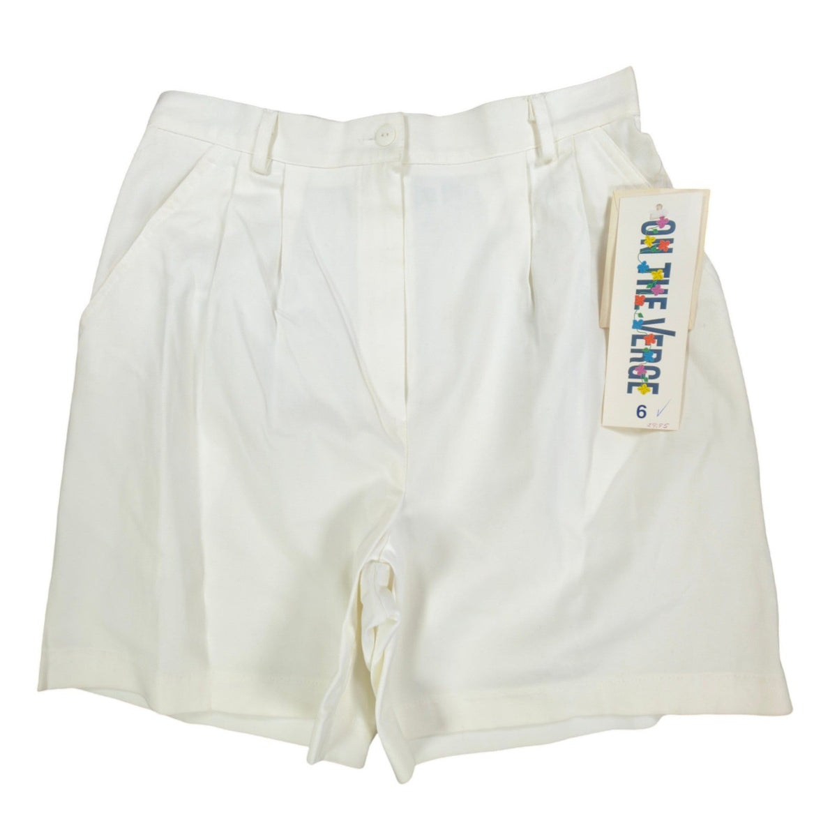 On The Verge Vintage 90s Pleated Shorts Womens 6 White Cotton NWT - take2supply