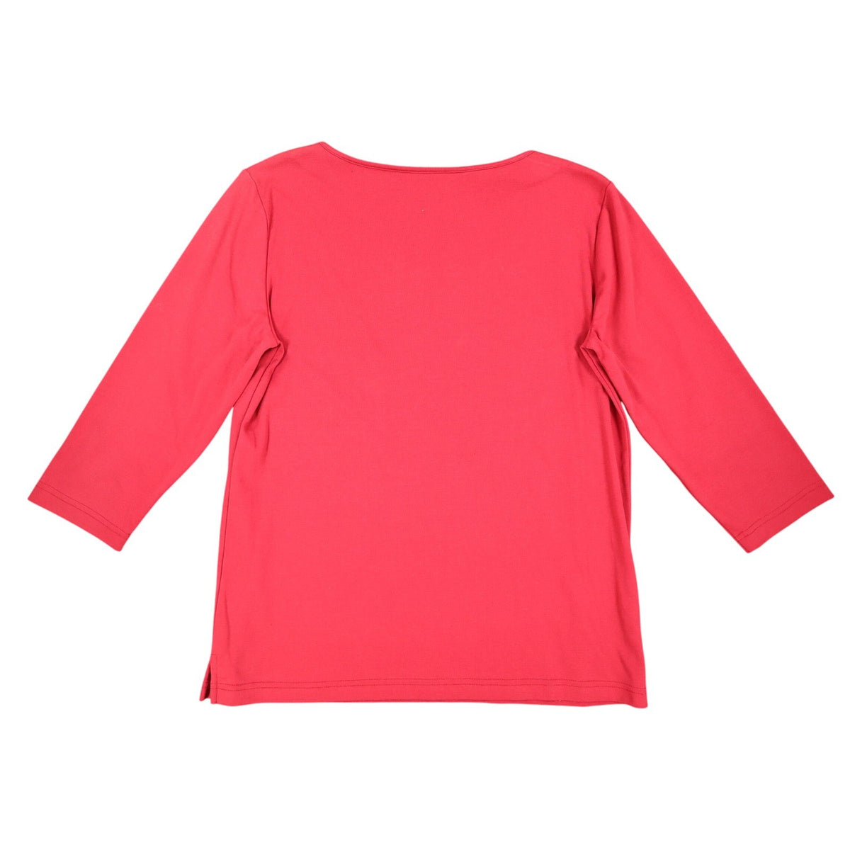 Links Top Womens Small Red Beaded Keyhole Neckline 3/4 Sleeve Cotton Spandex - take2supply