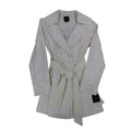 Takara Trench Coat Womens L White Belted Double Breasted Smocked NOS NWT - take2supply