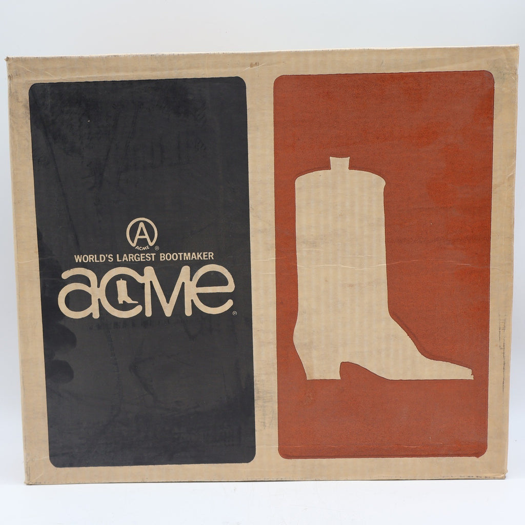 Acme Vintage Western Boots Kids 4.5D Tan Leather Square Toe Cowboy 2418 USA Made - take2supply