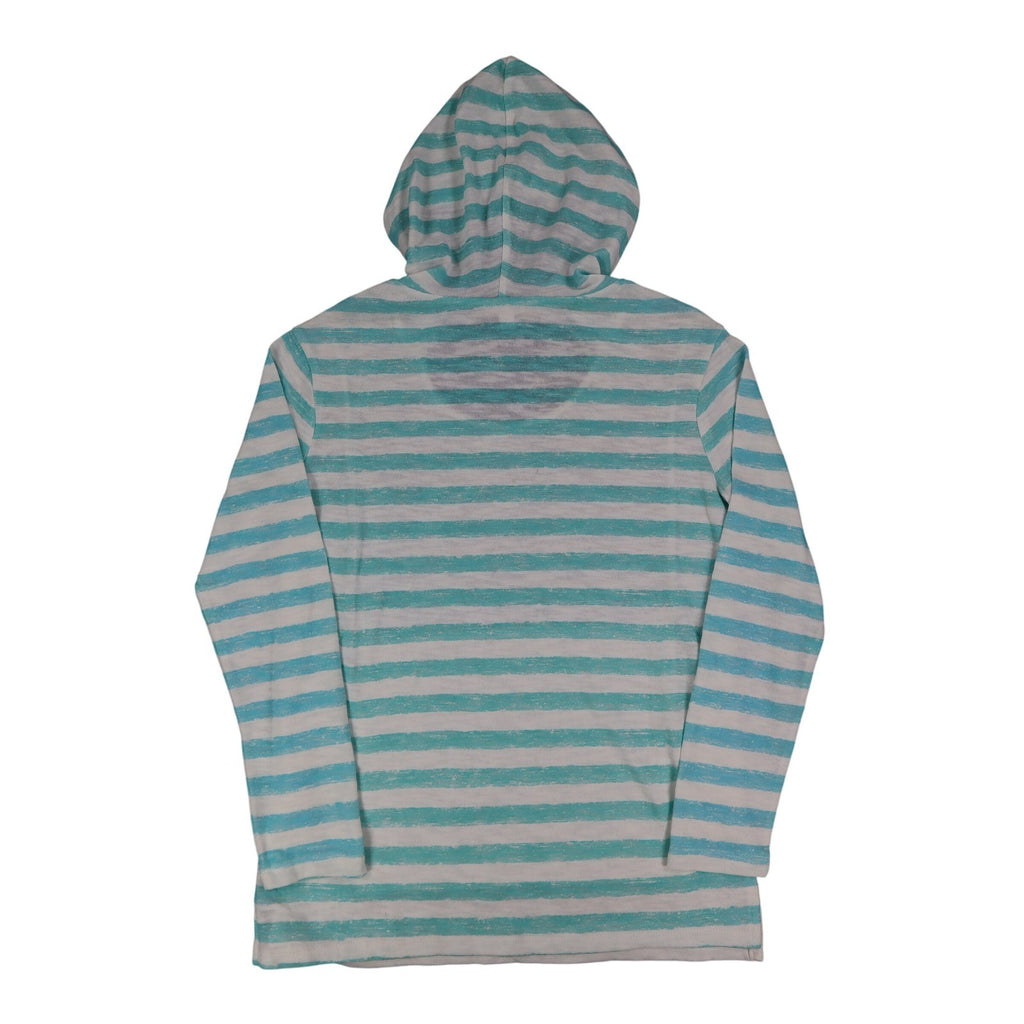 Tribal Jeans Womens S Aqua White Striped Lightweight Hooded Pullover Top NWT - take2supply