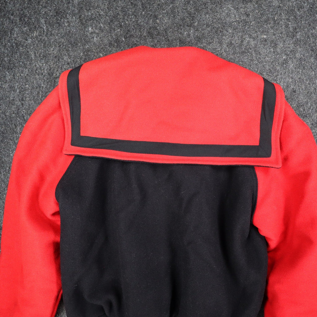 Howe Varsity Jacket Mens Large Vintage Black Red Wool Sailor Collar USA Made CJ4 - take2supply