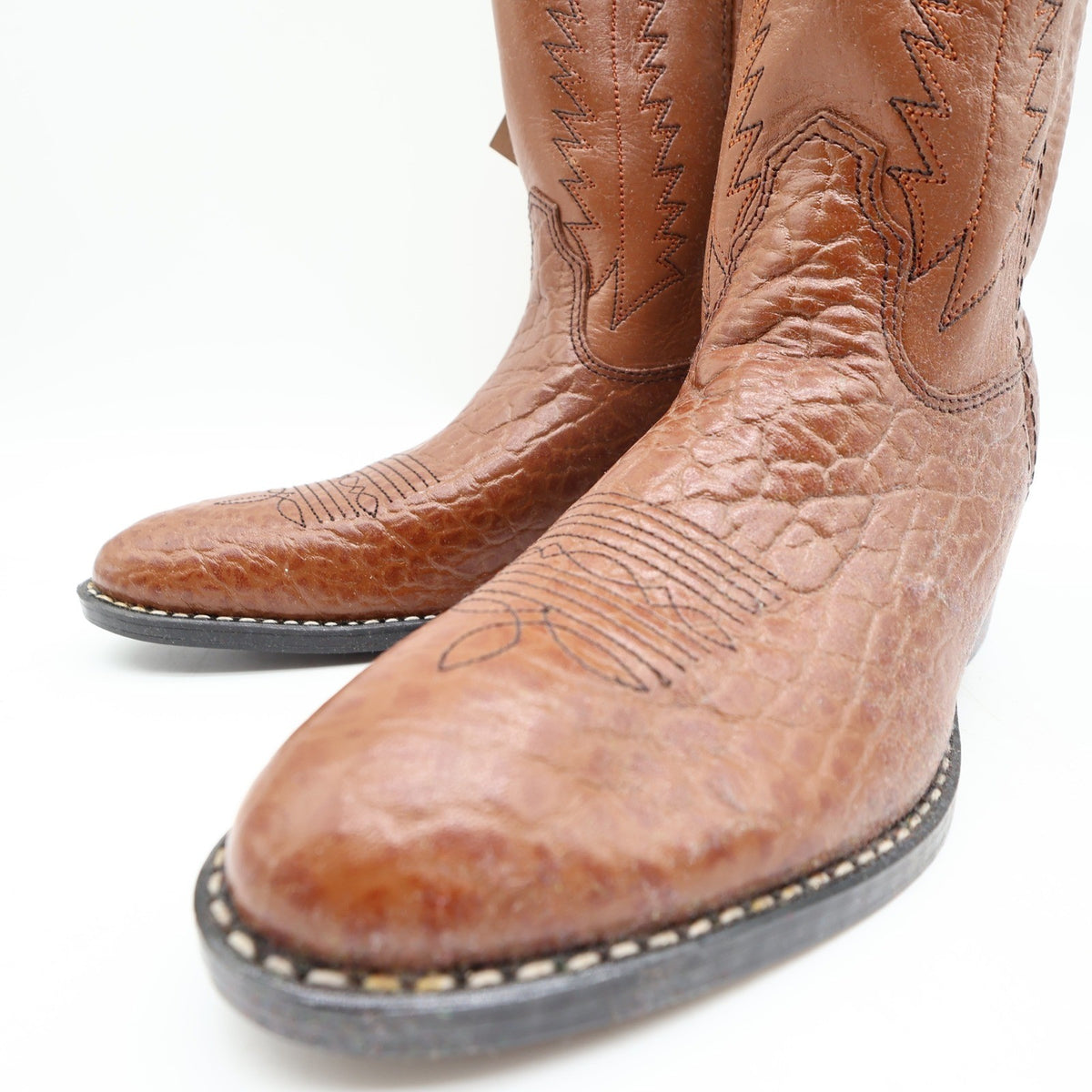Laredo Tan Bullhide Western Boots Boys 2D Tan Leather NWT Deadstock CB293 - take2supply