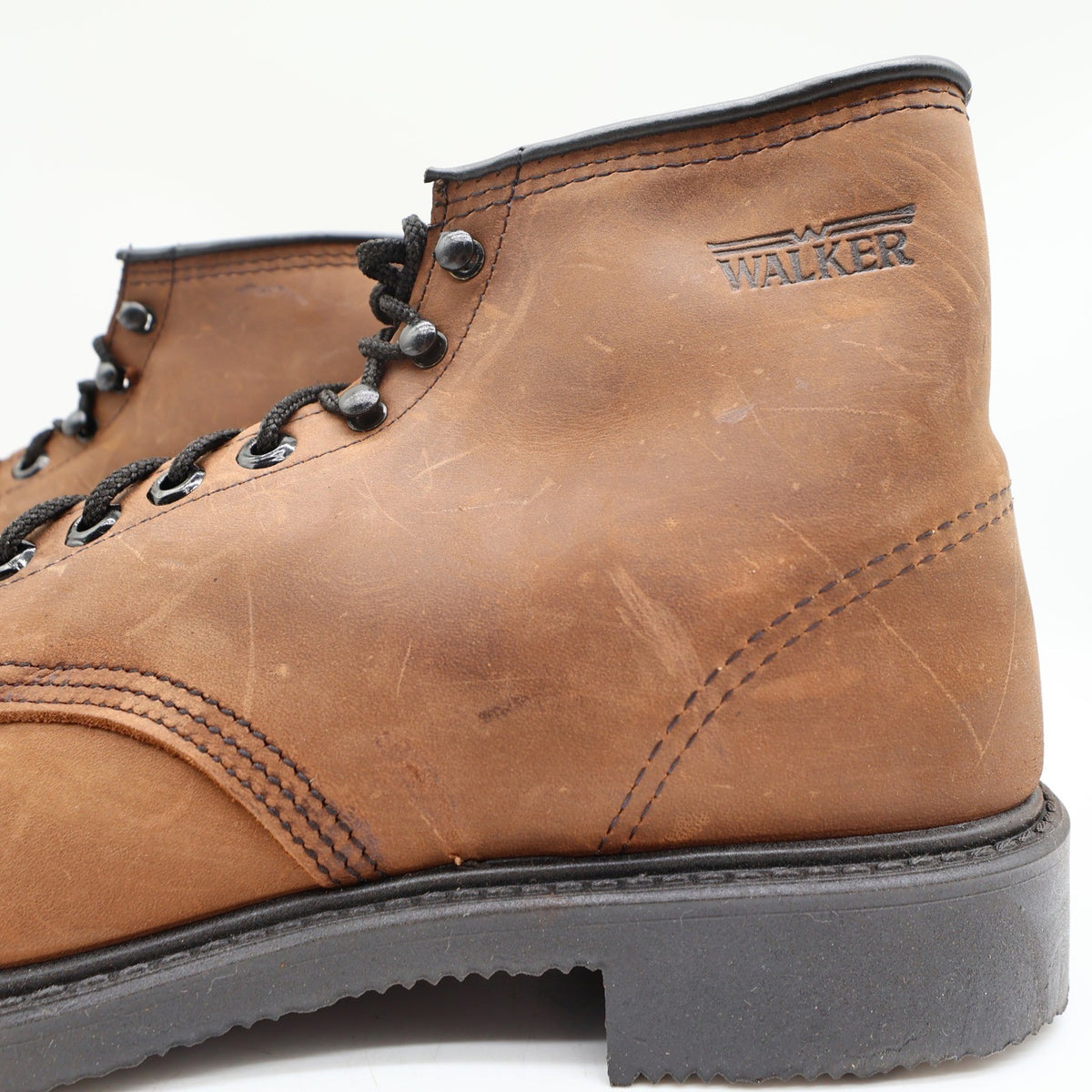 Walker Vintage 90s Work Boots Mens 11 D Brown Leather NWT Made in USA Deadstock - take2supply