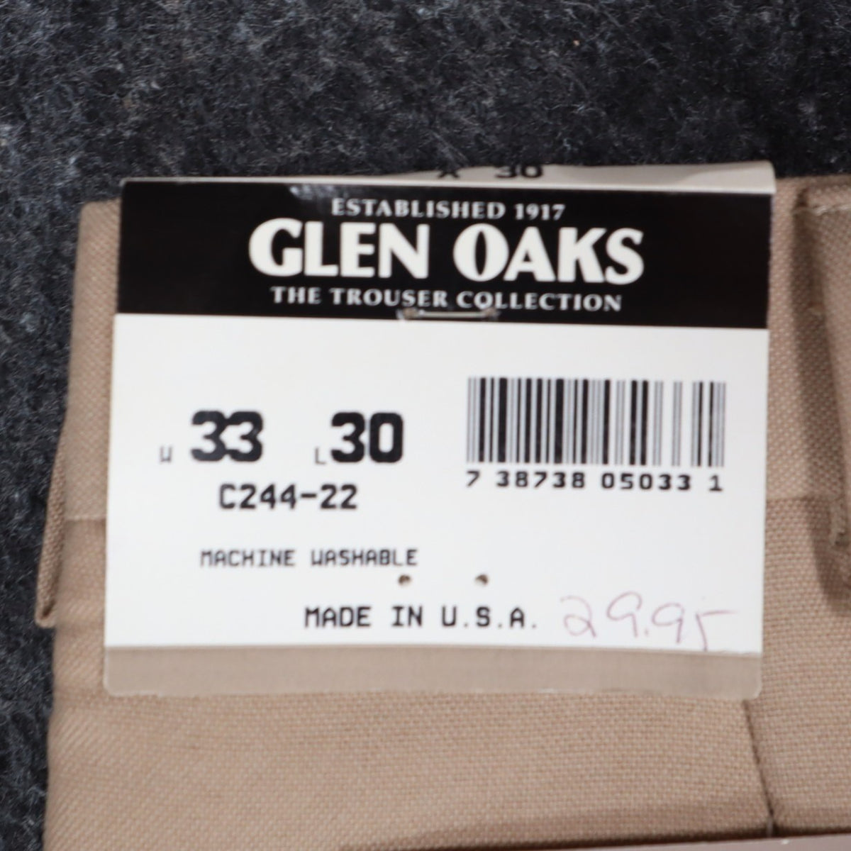 Glen Oaks Pleated Trousers Mens 33x30 Vintage 90s Tan Wool Blend Deadstock USA - take2supply