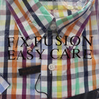 F/X Fusion Shirt Mens XL Multi Colored Check Short Sleeve Easy Care D552 NWT - take2supply