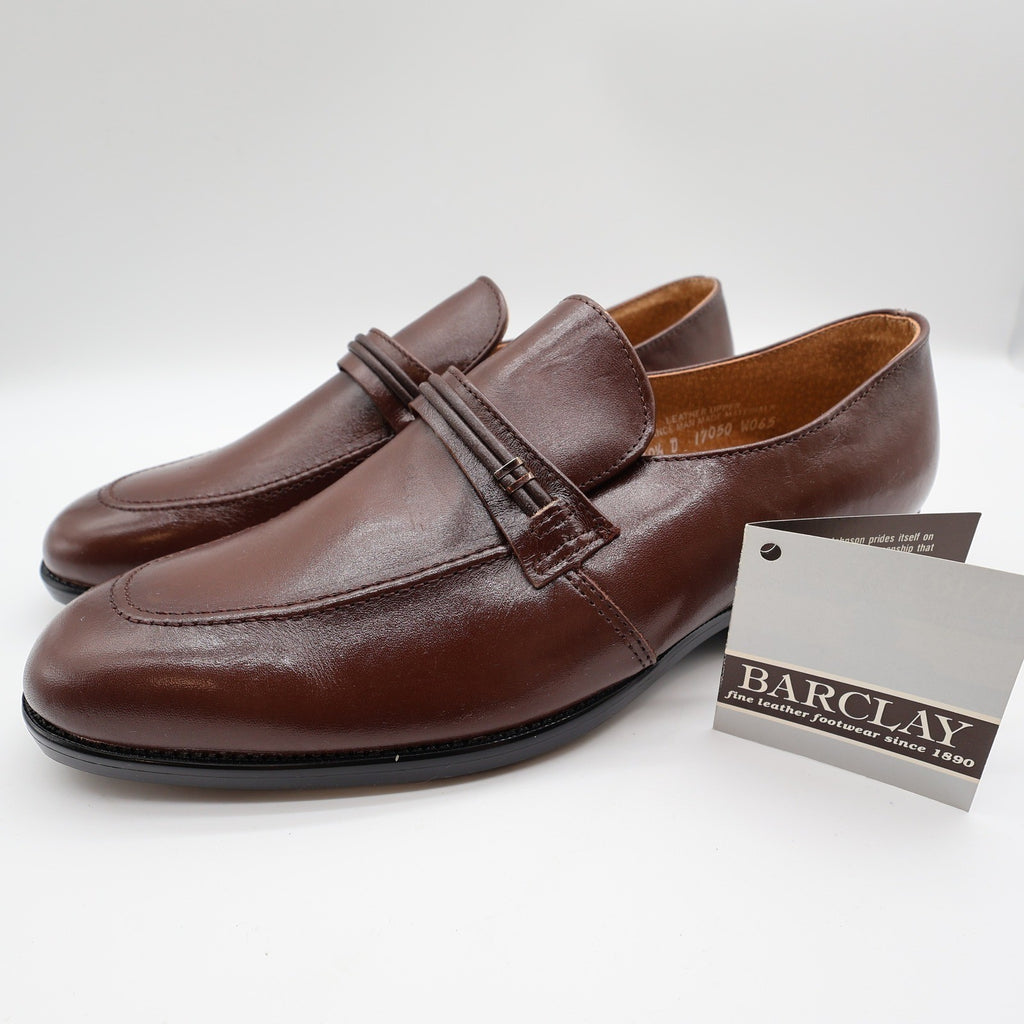 Barclay Loafers Mens 10.5 D Vintage Brown Leather Slip On Dress Shoes USA Made - take2supply