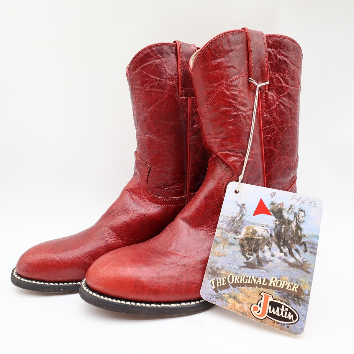 Justin Original Roper Boots Kids 2 Red Leather Deadstock NWT 3791Y - take2supply