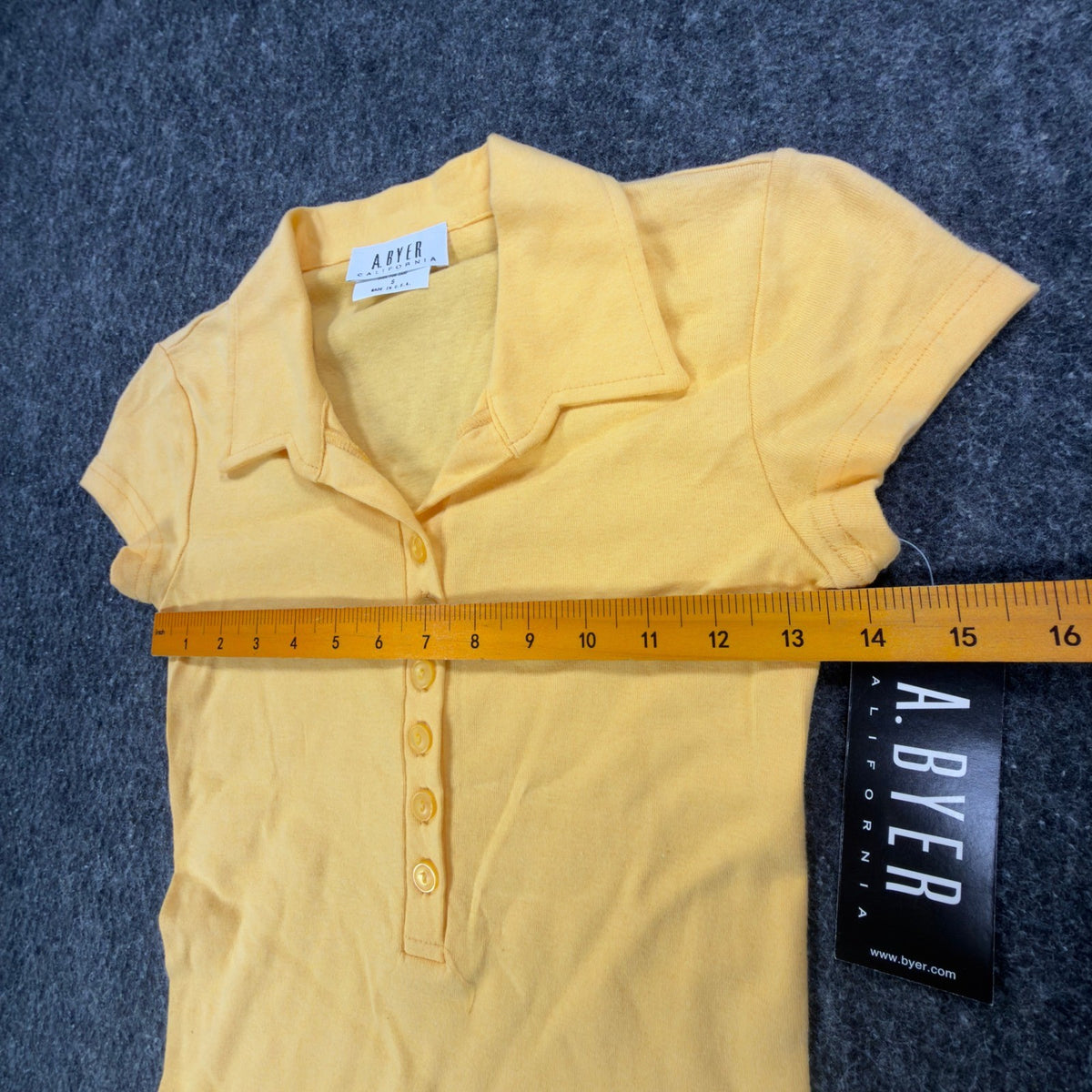 A. Byer Y2K Polo Shirt Womens Small Yellow Cotton Deadstock NWT Made in USA - take2supply