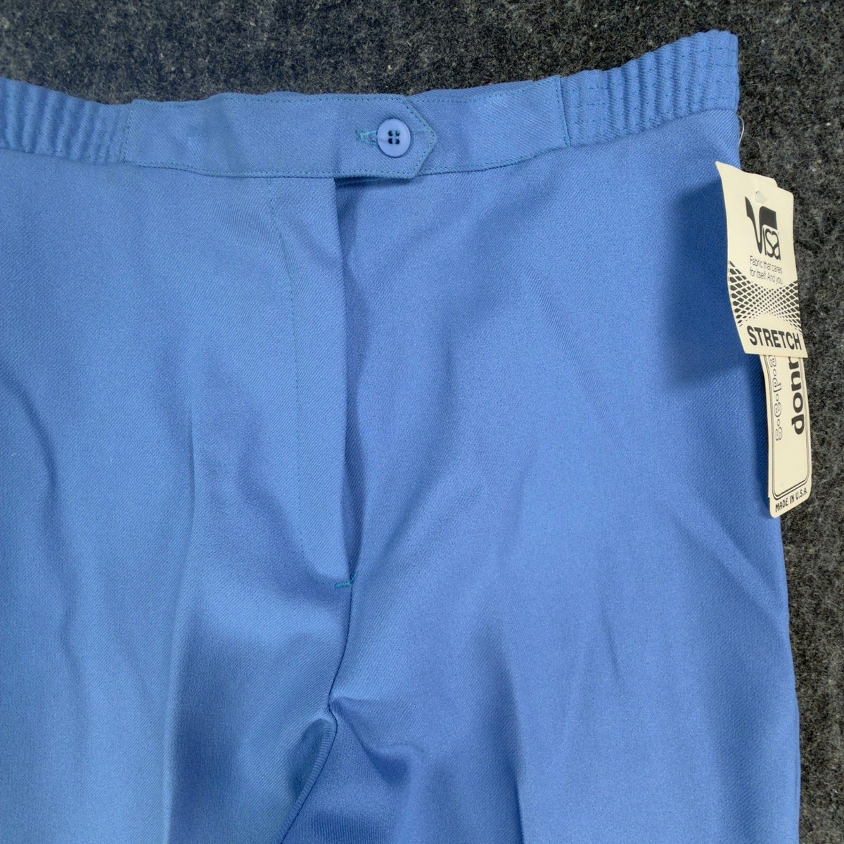 Donnkenny 80s Vintage Slacks Women 10 Blue Poly Visa Stretch High Waist NWT USA - take2supply
