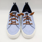 Sperry Crest Vibe Sneaker Womens 7.5 Blue Gingham Canvas Leather Lace STS85817 - take2supply