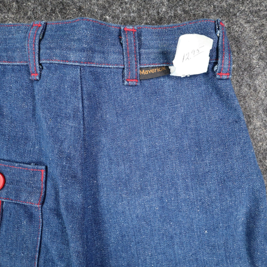 Maverick Denim Pants Kids 12 Slim Blue Red Button Pockets Wide Leg Cotton NOS - take2supply
