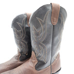 Wrangler Vintage Western Cowboy Boots Childrens 1.5 Brown Black Leather NWT - take2supply