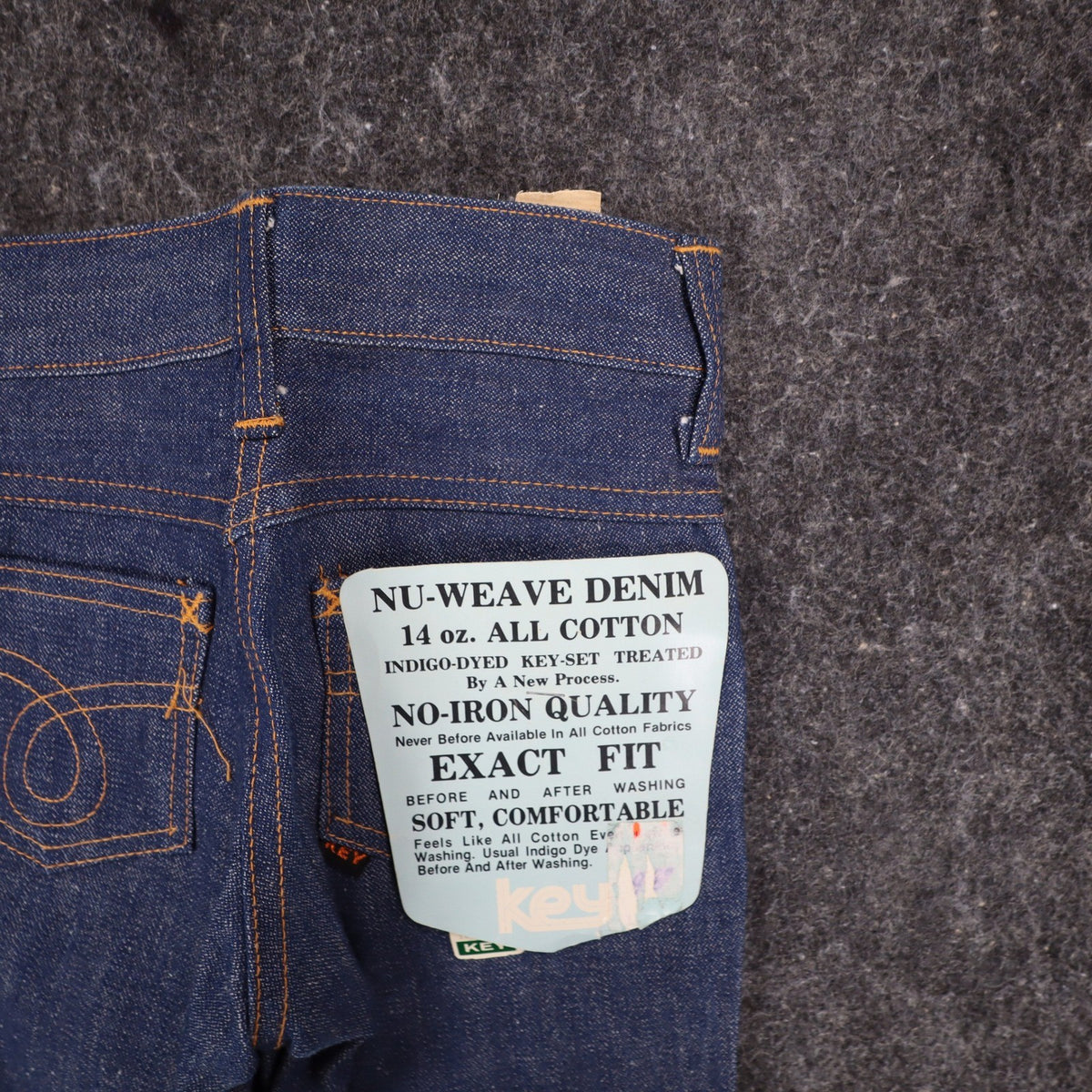 Key Vintage 70s Bell Bottom Jeans Kids 5 Reg Indigo Nu-Weave Denim Deadstock NOS - take2supply