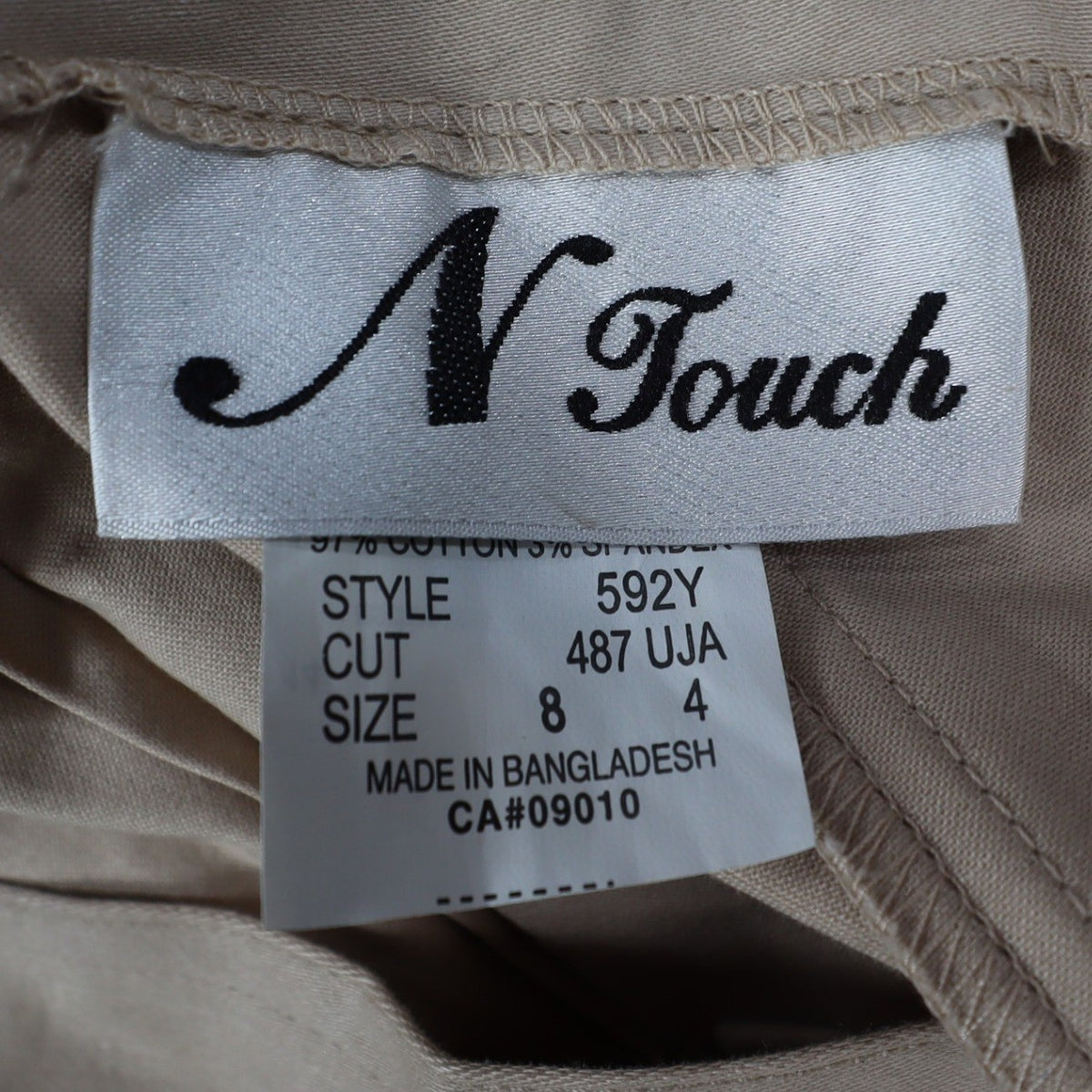 N Touch Dress Pants Womens 8 Khaki Beige Stretch Cotton Straight Leg New NWT - take2supply
