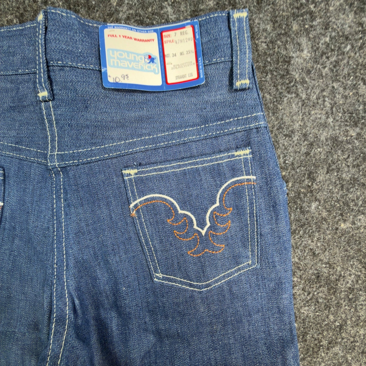 Maverick Vintage 70s Jeans Girls 7 Reg Blue High Waist USA NOS NWT 24x25.75 - take2supply
