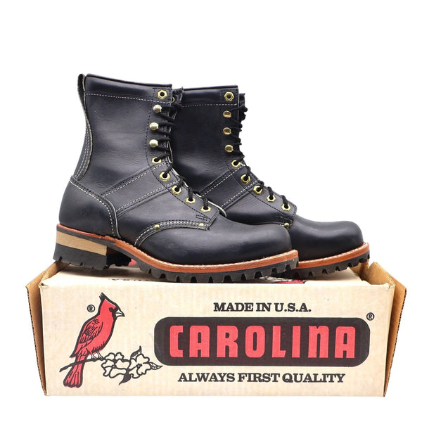 Carolina Logger Boots Mens 8 EE Vintage USA Black Leather Work Boots 961 NEW - take2supply