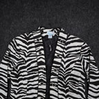 Emma J Zebra Print Jacket Womens M Y2K Black White Cotton Grommet Eyelet Trim - take2supply