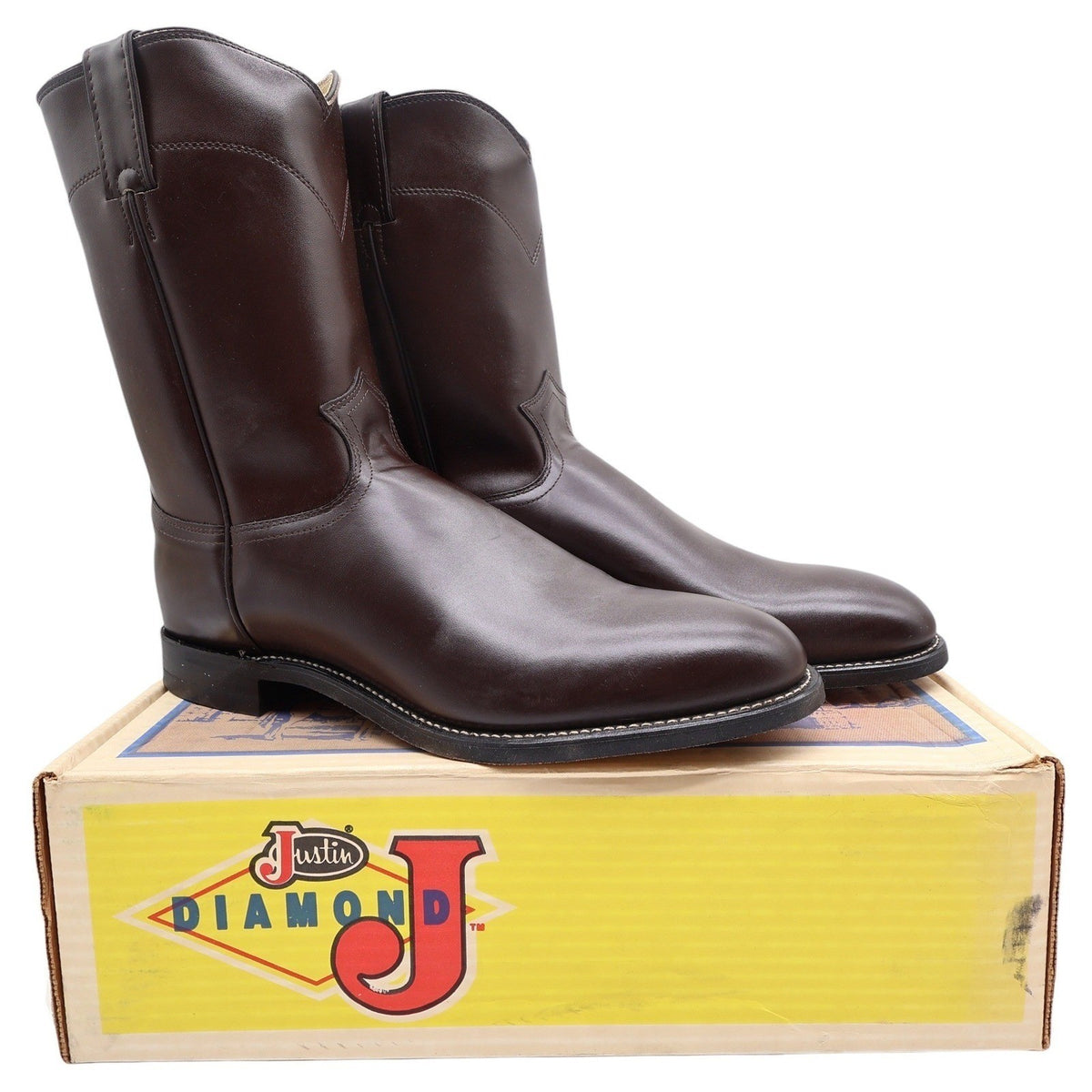 Justin Vintage Cowboy Boots Mens 11 D Brown Leather Deadstock 3132M - take2supply