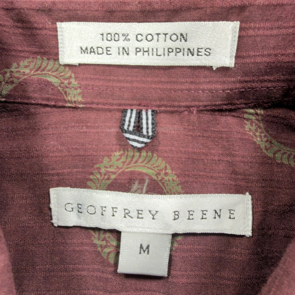 Geoffrey Beene Y2K Circle Print Shirt Mens M Burgundy Cotton NWT New - take2supply