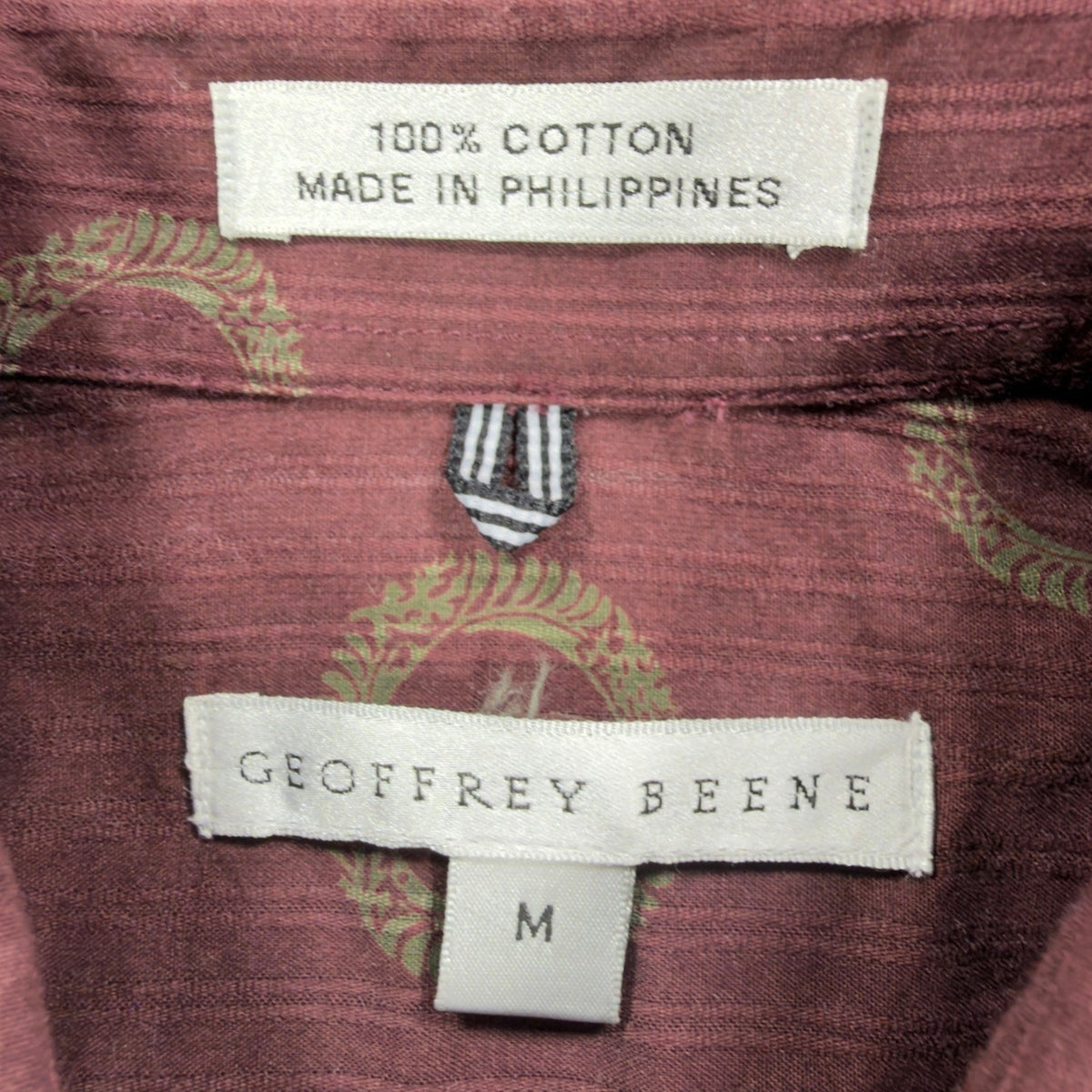 Geoffrey Beene Y2K Circle Print Shirt Mens M Burgundy Cotton NWT New - take2supply