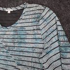 Erin London Top Womens L Blue Black Striped Textured Knit Long Sleeve NWT - take2supply