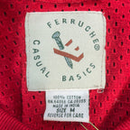 Ferruche V-Neck Shirt Mens M Red Cotton Mesh Knit Deadstock Y2K 17-121 - take2supply