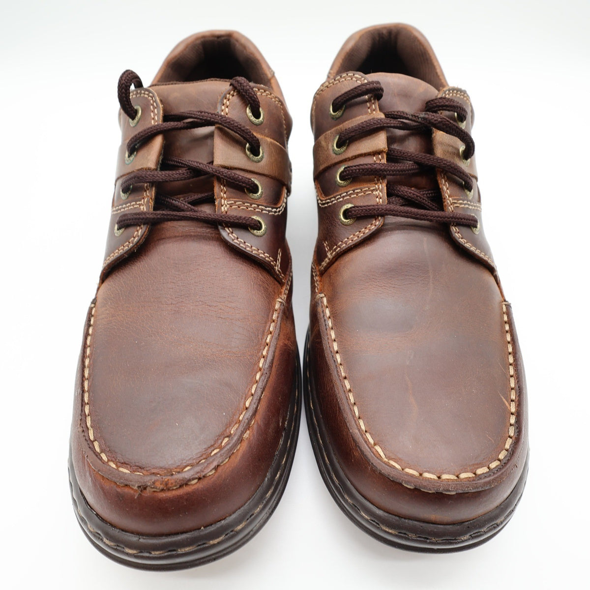 Hush Puppies Randall Mens Size 11 M Chestnut Leather Moc Toe Oxford H100551 - take2supply
