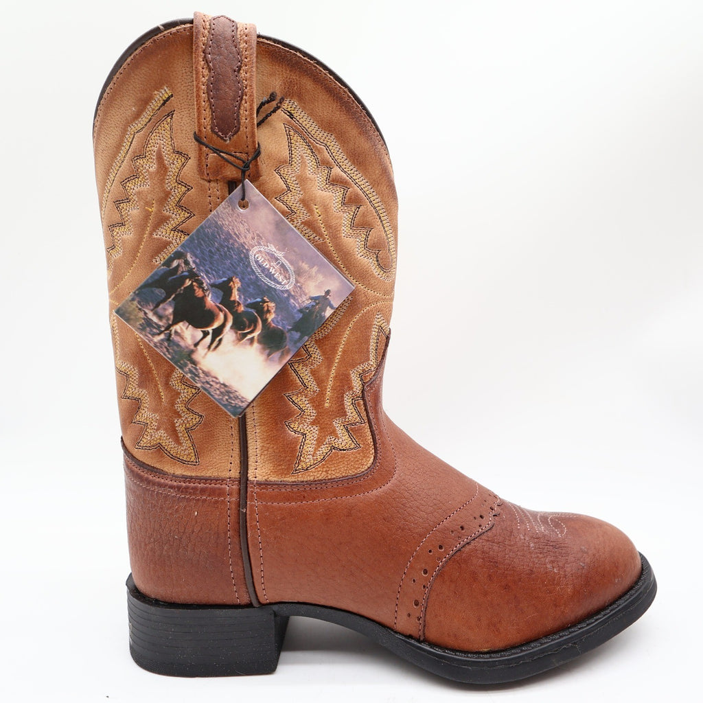Old West 1936 Western Boots Kids 3.0 Brown Leather NWT - take2supply