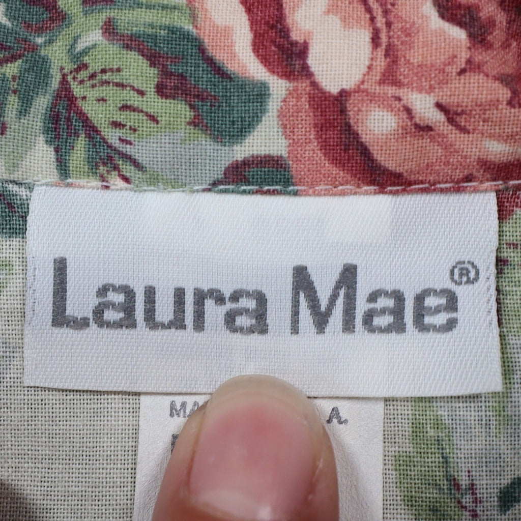 Laura Mae Floral Blouse Womens 20W Vintage 90s Cotton Sage Green Deadstock NWT - take2supply