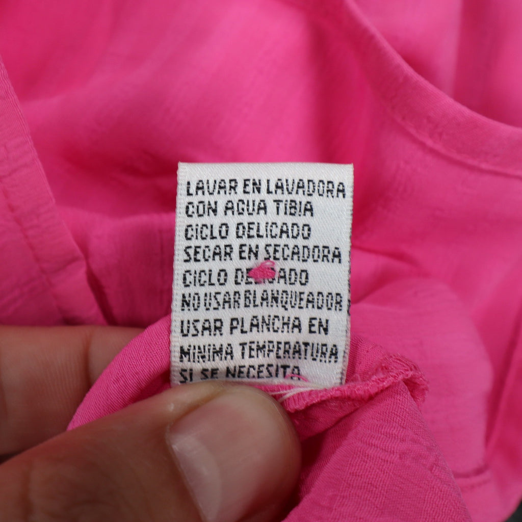 Claudia Richard Blouse Womens Small Pink Vintage 90s Roll Tab Sleeve Textured - take2supply