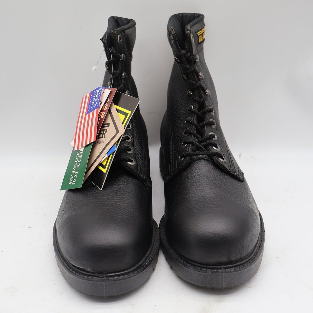 Walker SafetyFirst Steel Toe Work Boots Mens 13 D Vintage 90s USA Black Leather - take2supply