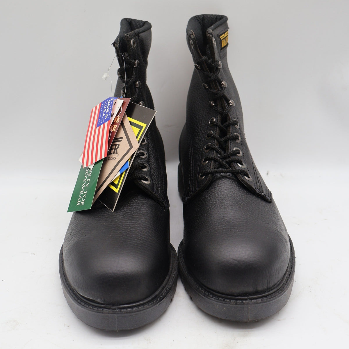 Walker SafetyFirst Steel Toe Work Boots Mens 13 D Vintage 90s USA Black Leather - take2supply