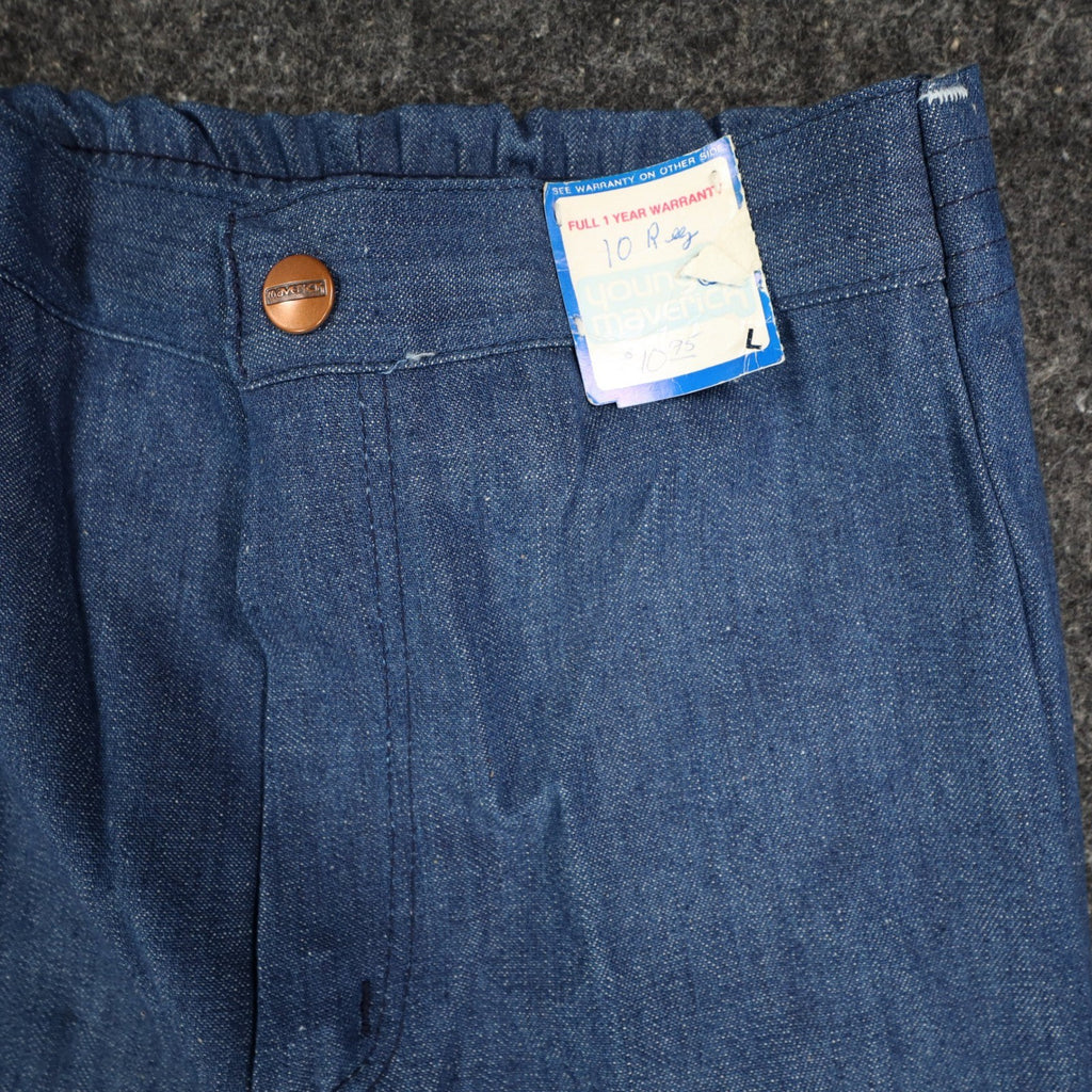 Vintage Young Maverick Jeans Boys 10 Blue Flare Elastic Waist Embroidered NWT - take2supply