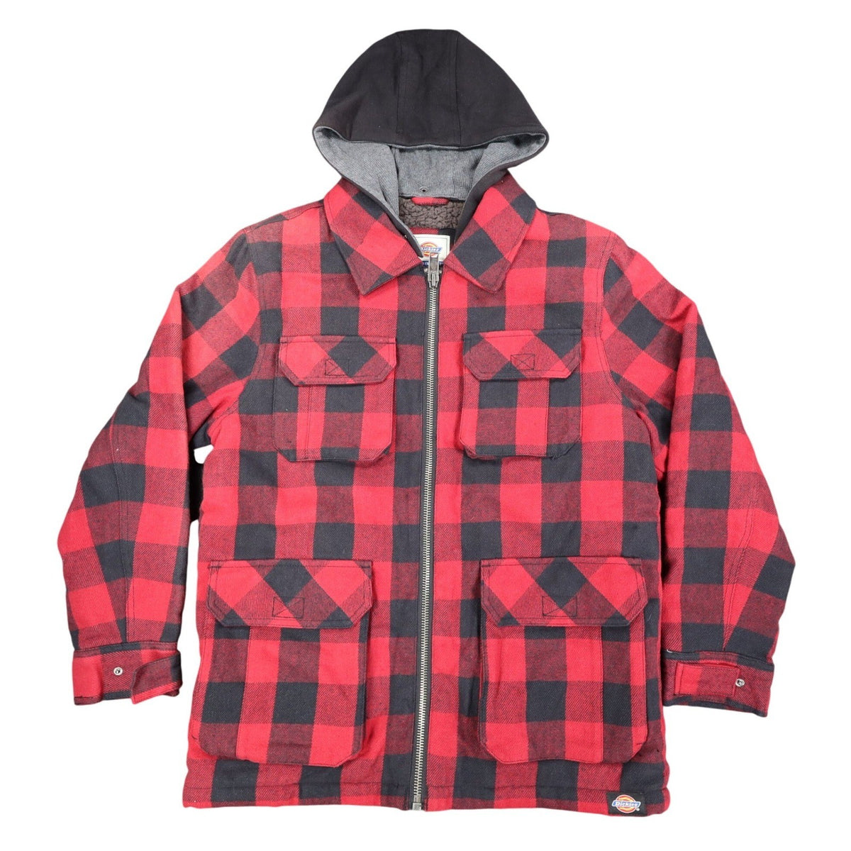 Dickies Rancher Jacket Mens Medium Red Black Buffalo Plaid Detachable Hood NWT - take2supply