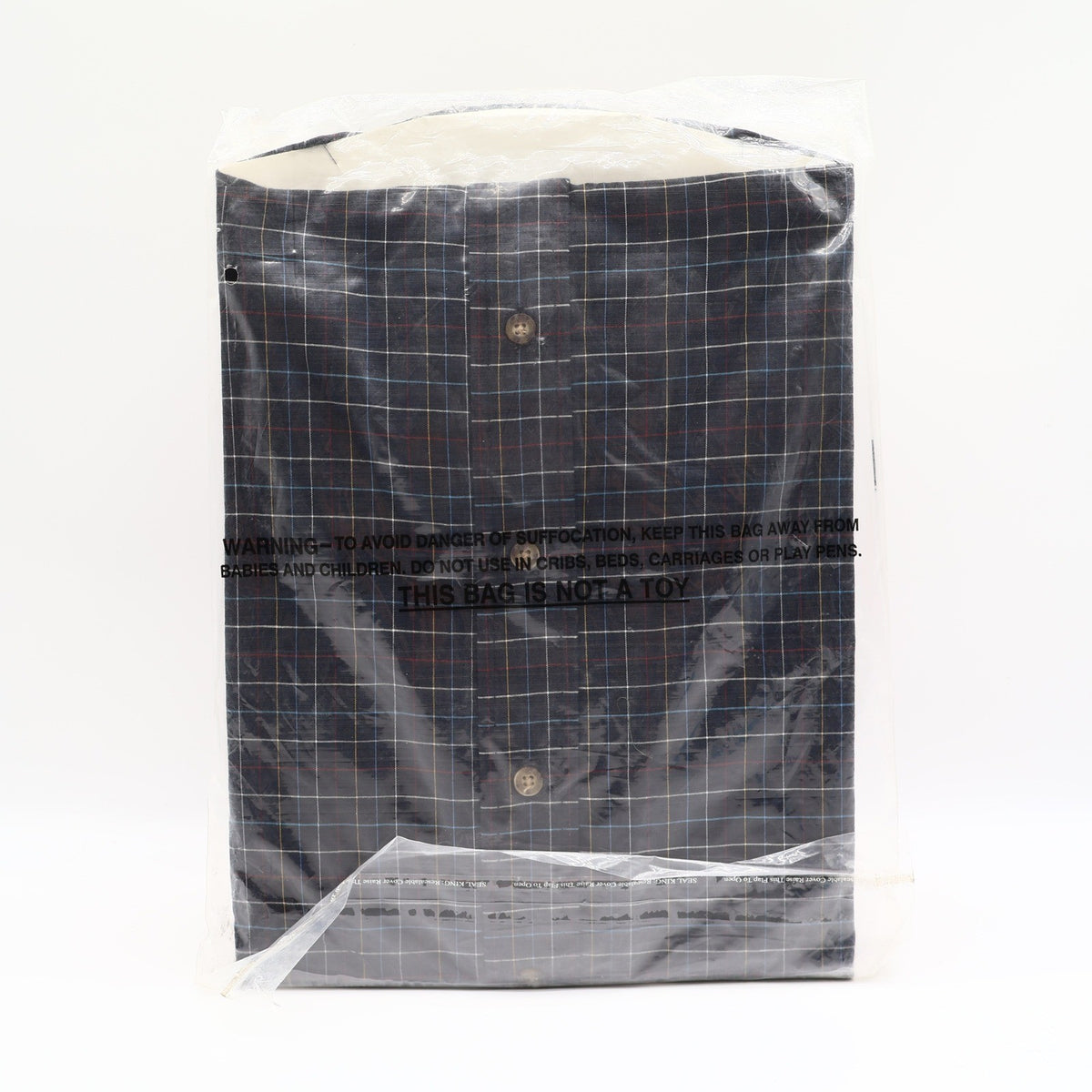 Foxfire Shirt Mens M Navy Windowpane Plaid Cotton Blend Button Down Collar NWT - take2supply