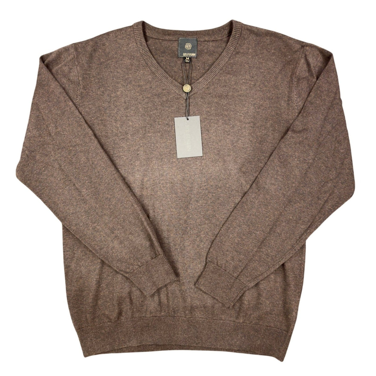 F/X Fusion V-Neck Sweater Mens M Brown Heather Cotton Blend NWT - take2supply