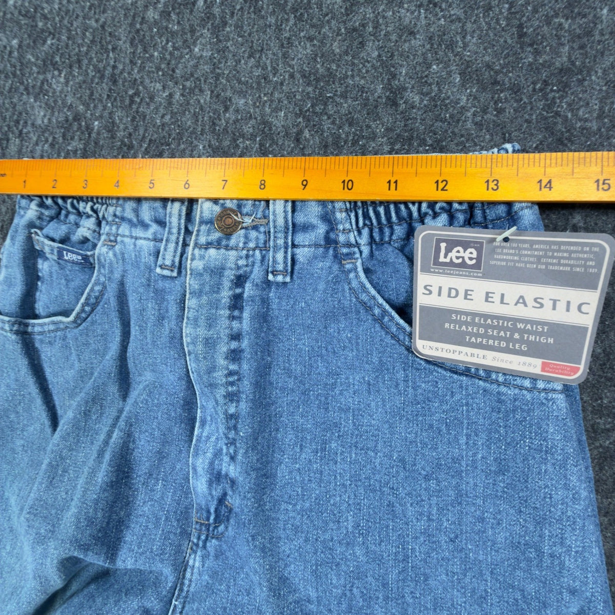 Lee Y2K Side Elastic Jeans Womens 8 Medium Blue Denim NWT Pepper Stone Relaxed - take2supply