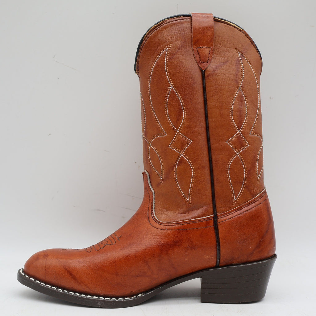 Laredo Western Boots Boys 2.5 D Vintage 90s Rust Leather Made in USA Deadstock - take2supply